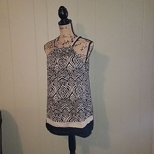 1010 -Women's Black and Cream Animal Patterned Top